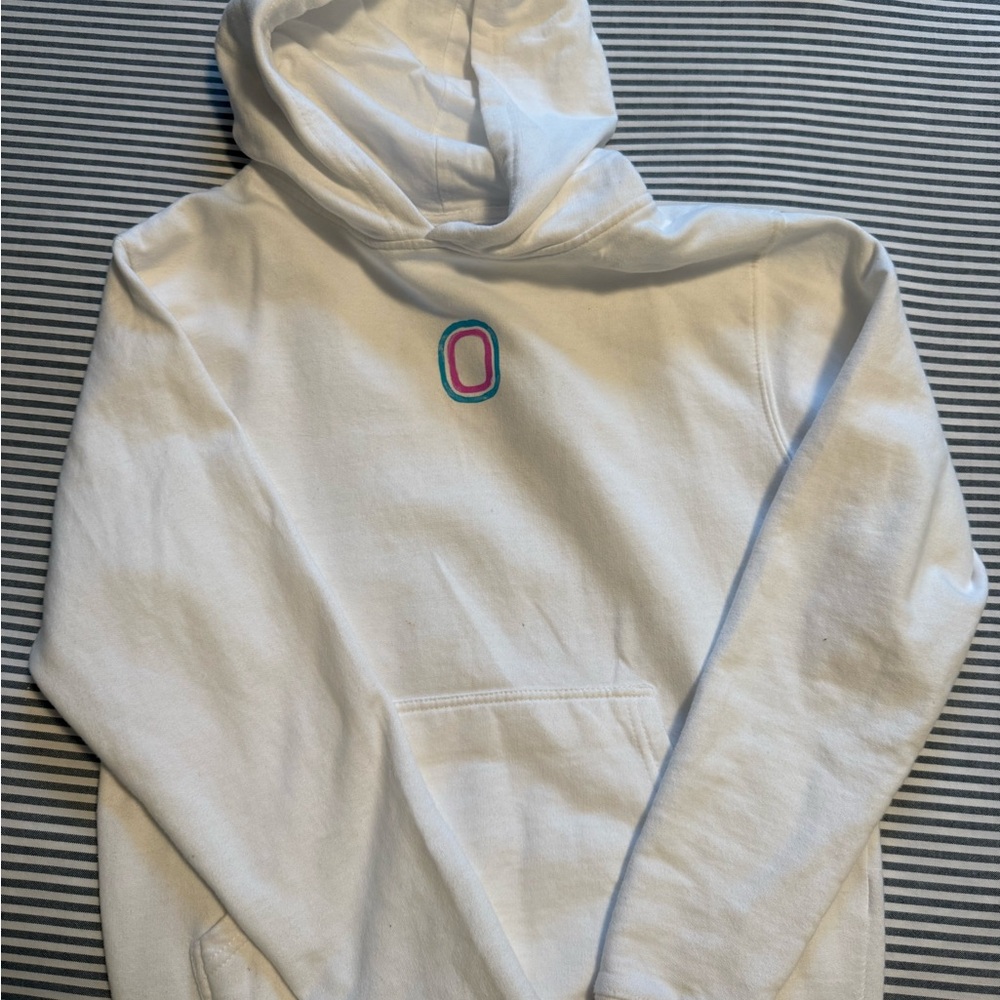 Kids White Hoodie with Embroidered Logo